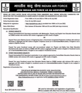 IAF Indian Air Force Agniveer Recruitment Official Notification
